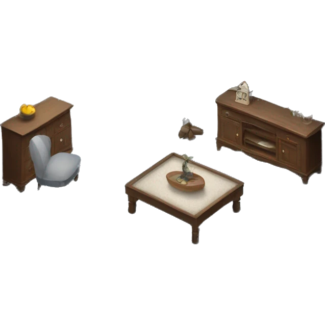 Doll house interior room with blue carpet and gray walls  emoji
