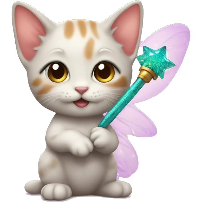 Kitten fairy with wand emoji