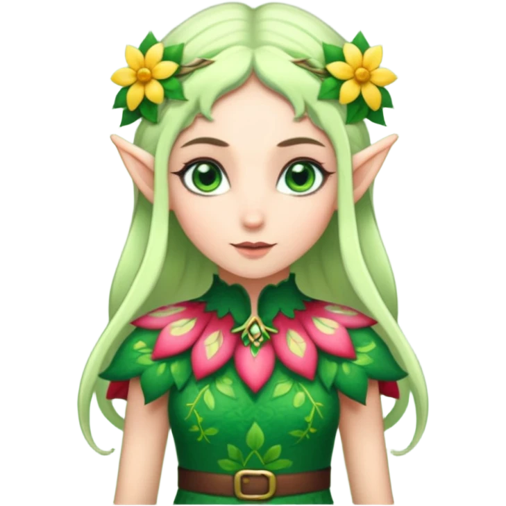 elf wearing flower pattern dress  emoji