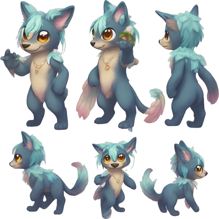 Kawaii bright fantasy ethereal anthro fursona Fakemon emoji