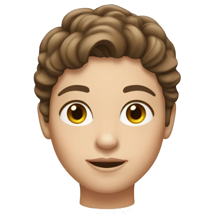 A model with brown hair, fair skin and brown eyes emoji