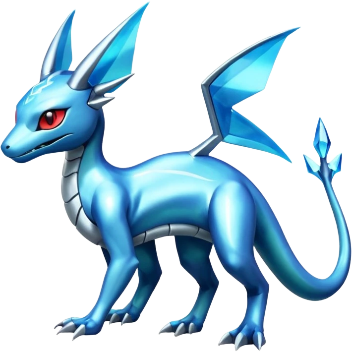 Shiny Futuristic Salamence-Salandit-Glaceon-Fakémon-hybrid-creature (full body)  emoji
