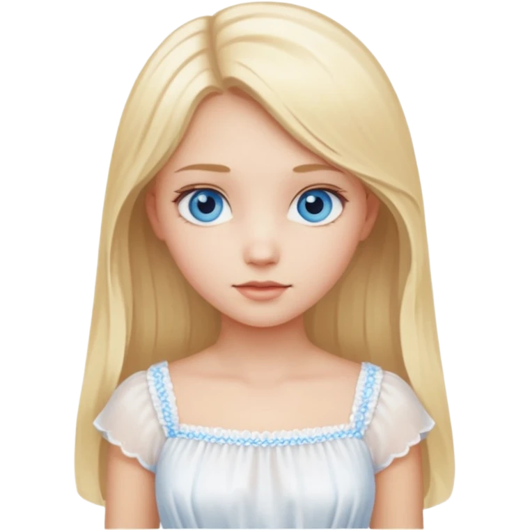 Girl with blonde hair and blue eyes white emoji