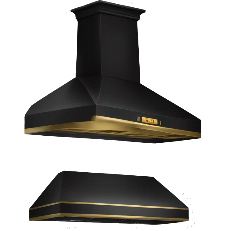 Black range hood with brass straps emoji