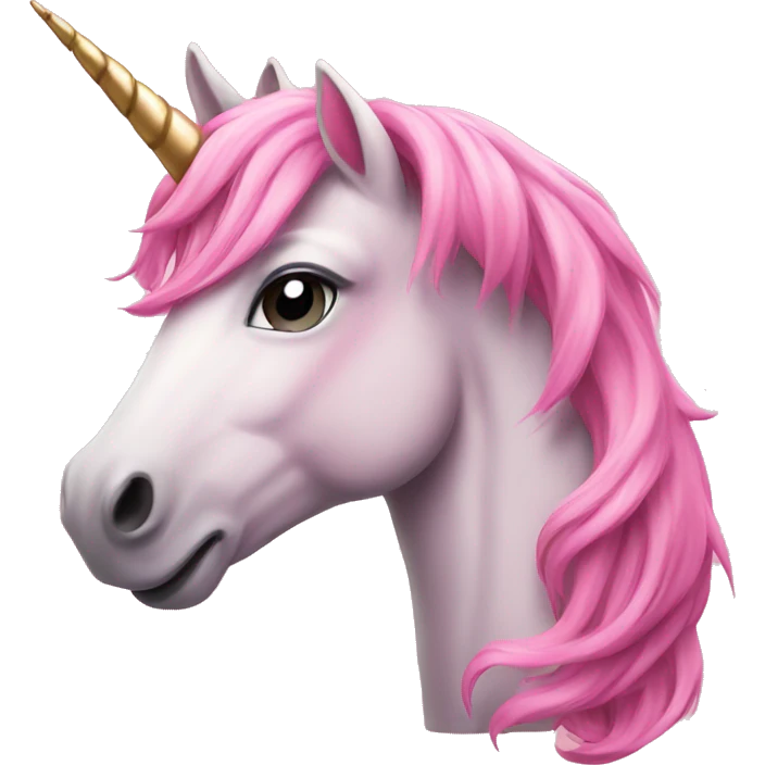 Beautiful Pink unicorn with long flowing pink hair  emoji