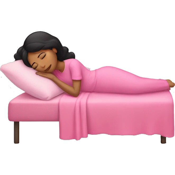 A woman with black Hair sleeping in pink emoji