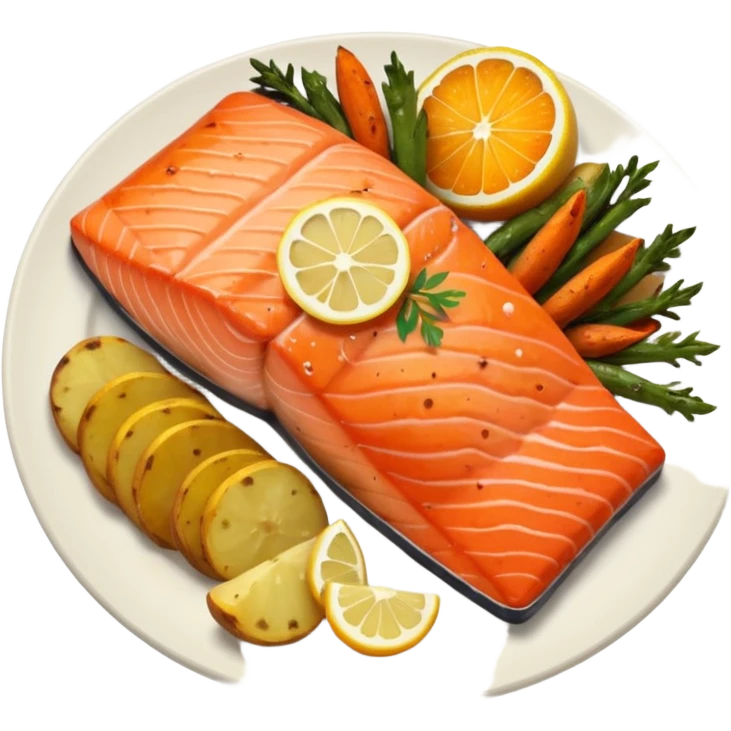 salmon veggies potatoes  emoji