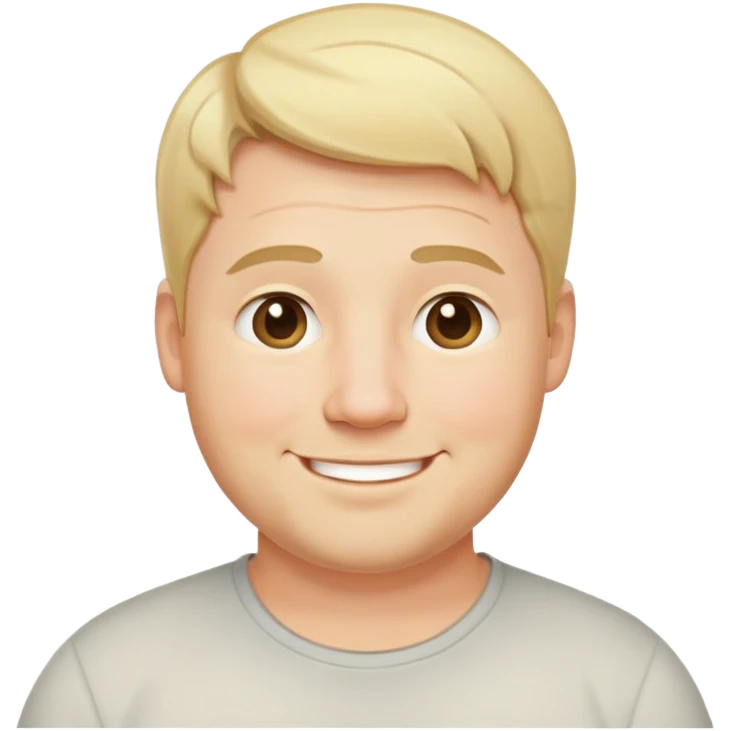 "- đàn ông
- 35 tuổi
- Da trắng
- Tóc vàng ngắn
- Cười mỉm, mặt mũm mĩm
" emoji