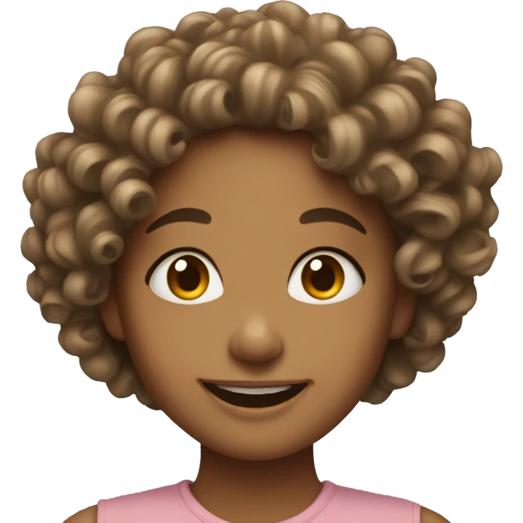 smiling girl with curly hair emoji