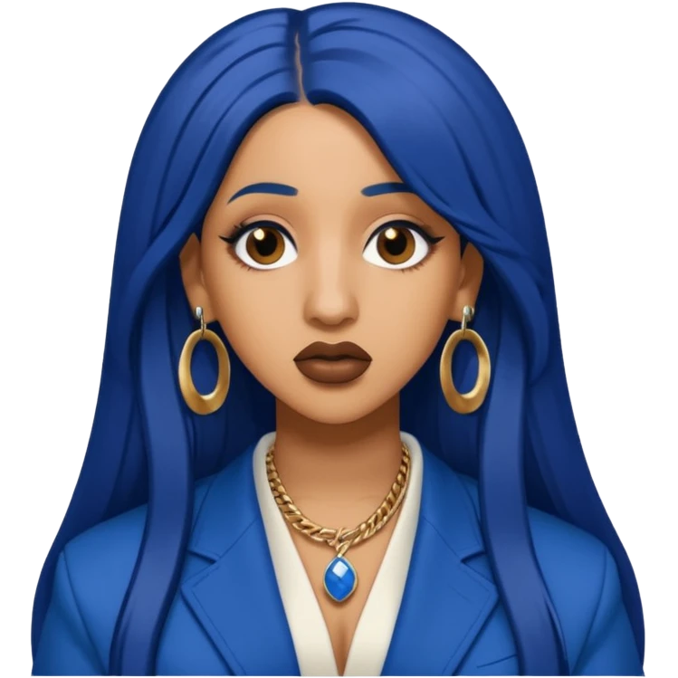 Cardi B with long dark blue hair  emoji