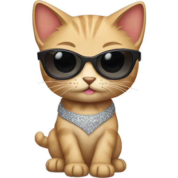 Kitten with sunglasses and skirt emoji