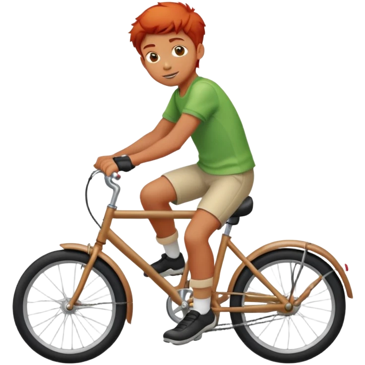 Red haired boy rides bike emoji