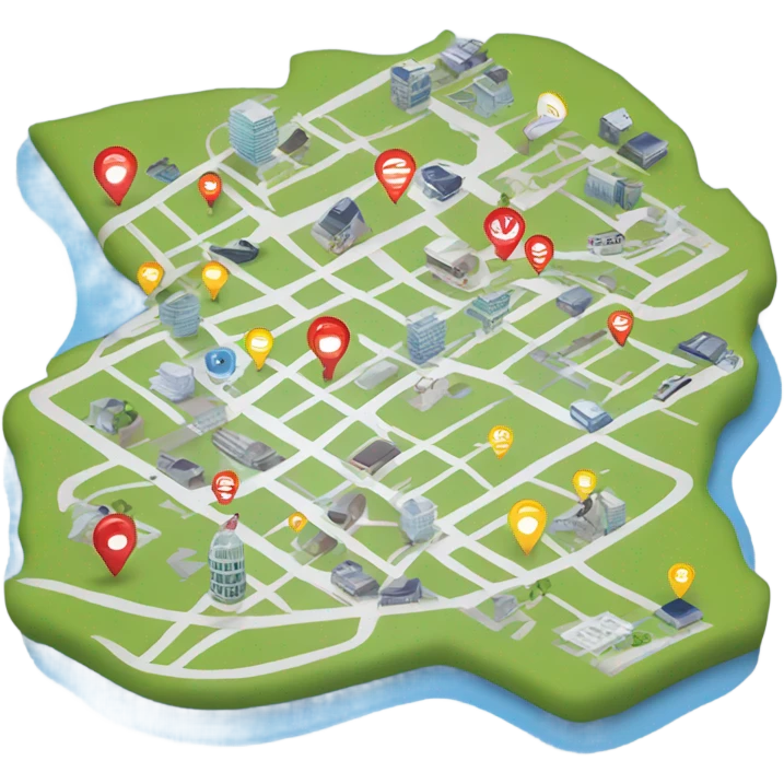 A map containing the road to business opportunities emoji