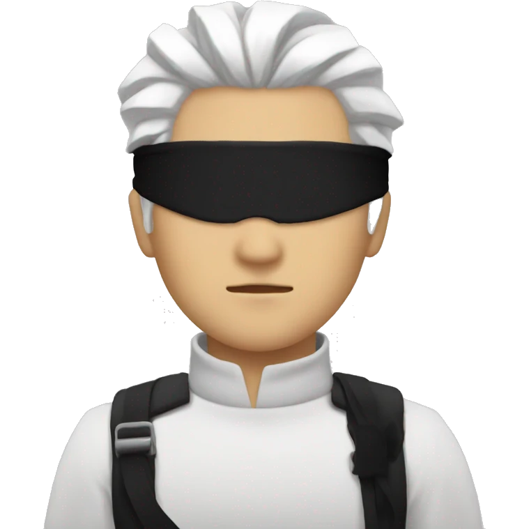 gojo satoru with white hair straight and black blindfold emoji