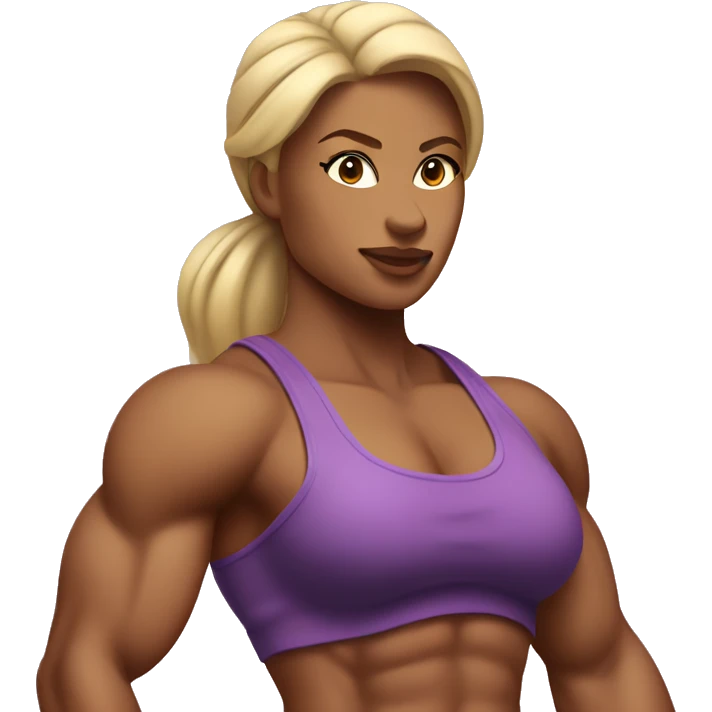 Muscular female bodybuilder, biceps, abs emoji