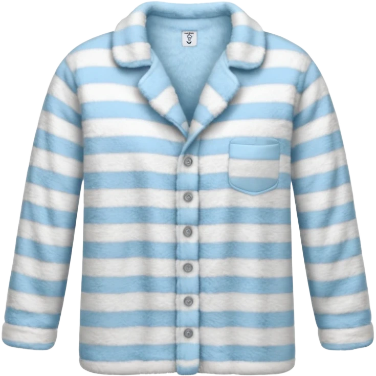 emoji of an isolated fluffy fleece pajama top with soft pastel vertical stripes, plush fuzzy texture, light grey and pastel blue tones, button-down long sleeves, neatly folded flat-lay, no person, no body, no mannequin, cozy warm winter mood, soft shading emoji