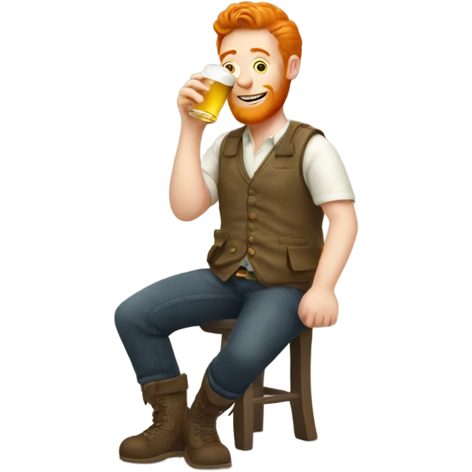 A ginger drinking beer emoji