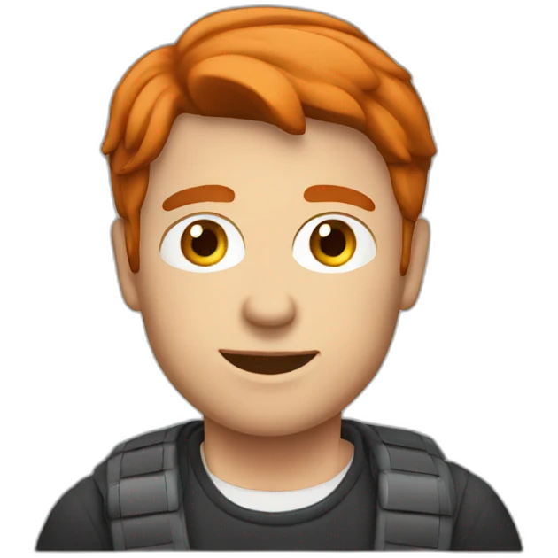 a male adult with short red hair driving a car emoji