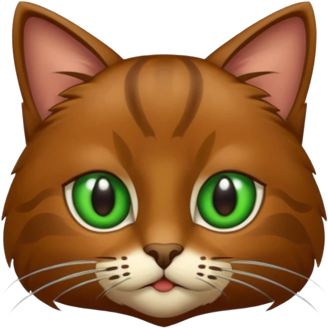 eine braune flauschige niedliche katze mit grünen augen (nicht leuch sondern matt) emoji