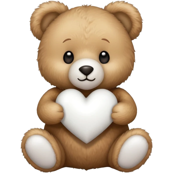 Teddy bear white white heart emoji