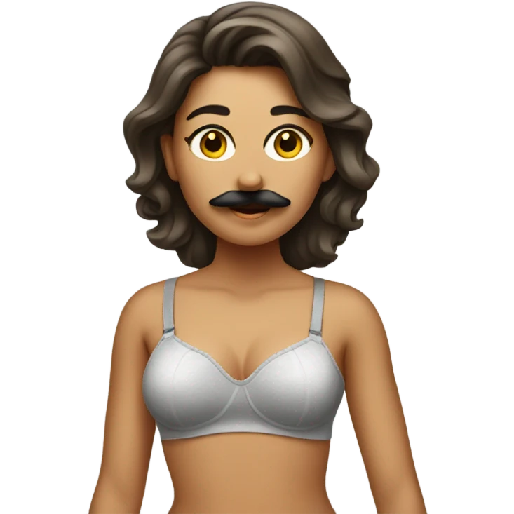 female with a mustache wearing bra emoji
