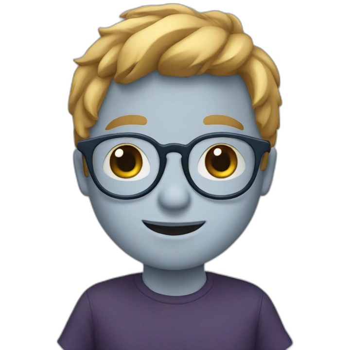 a boy with glasses on his face and a wrist loop  emoji