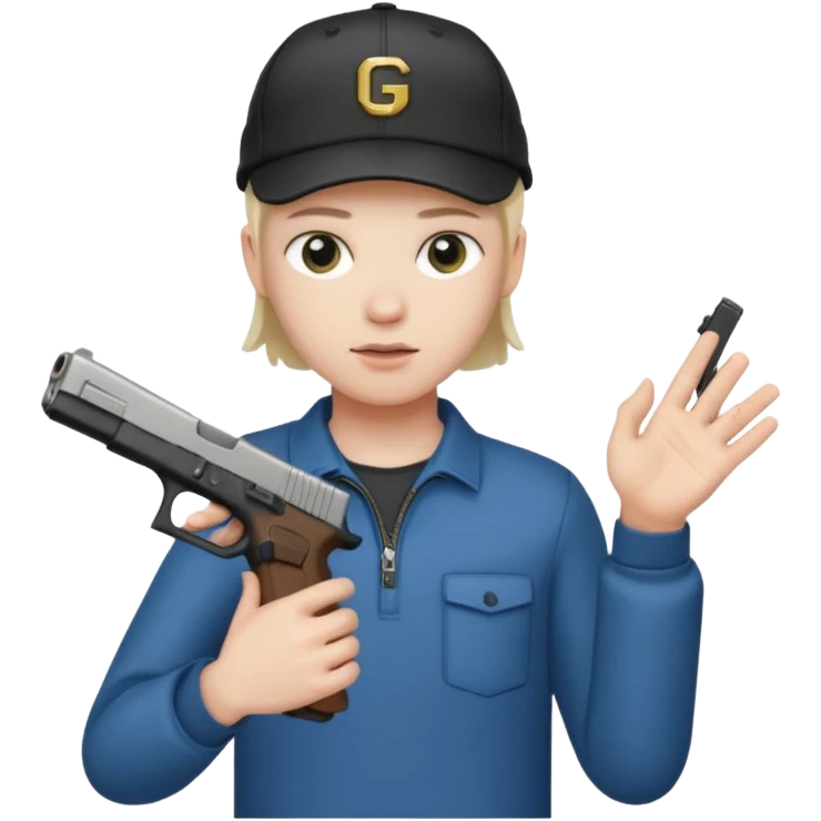 Emoji de iPhone Fantasma con glock 19 en la mano izquierda y con gorra emoji