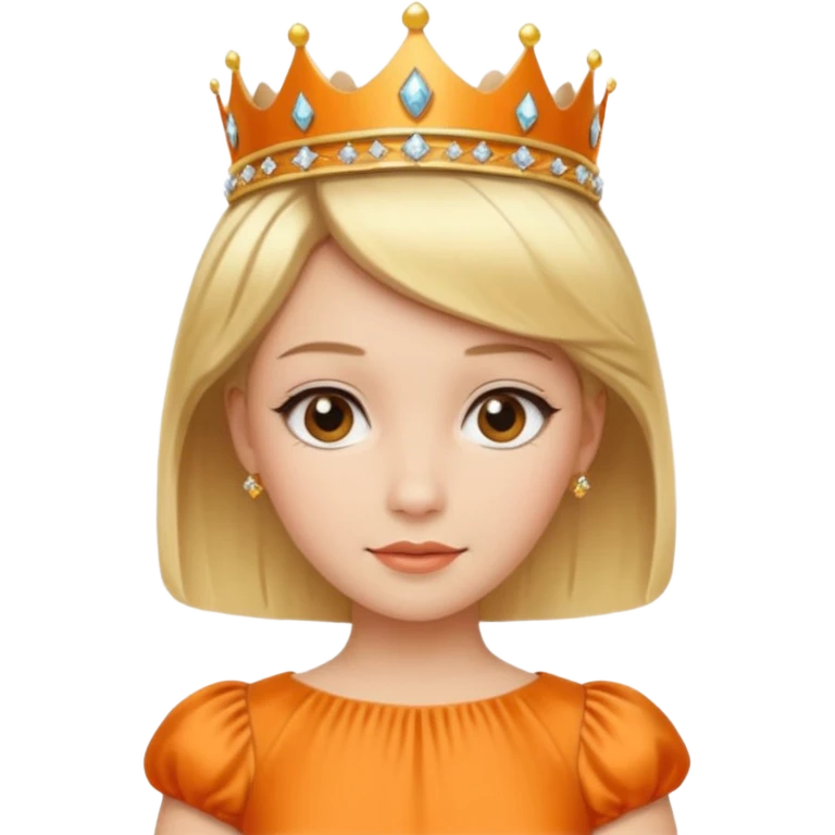 Princess in orange Dress with Tiara, short Blonde Hair emoji