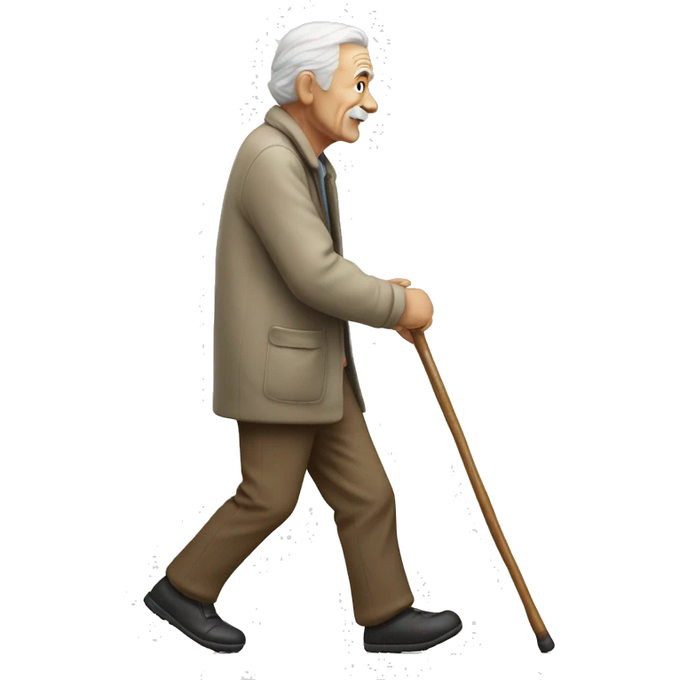 Old man walking with help of walking stick  emoji