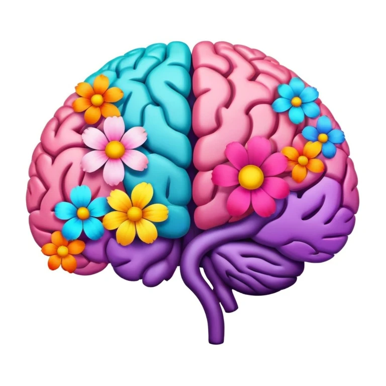 Brain, flowers emoji
