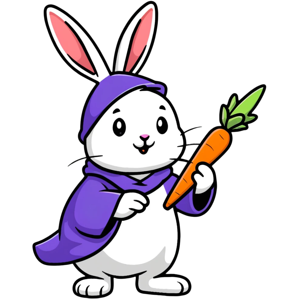 rabbit wizard with carrot wand emoji