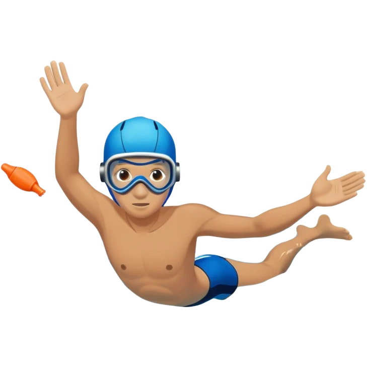 determined pool diver dives into a pool of confidence blue water  emoji