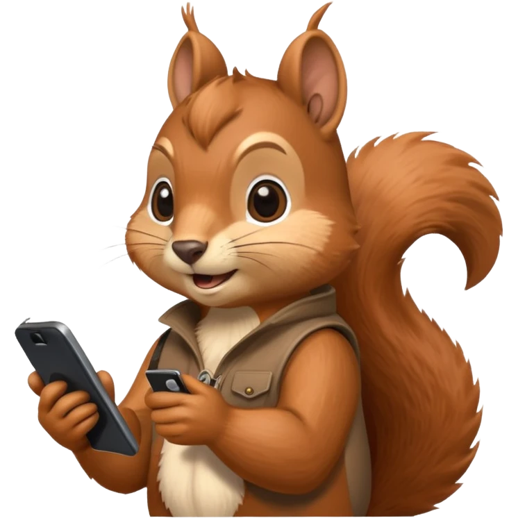 squirrel using a phone emoji
