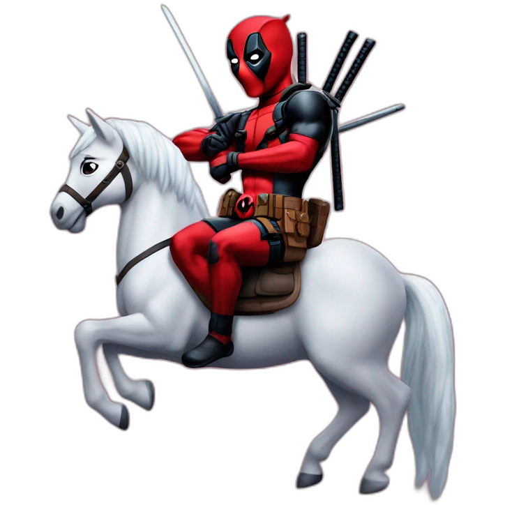 Deadpool sur une licorne emoji