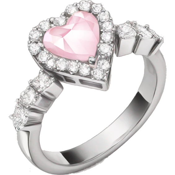 Diamond silver  ring light pink heart emoji