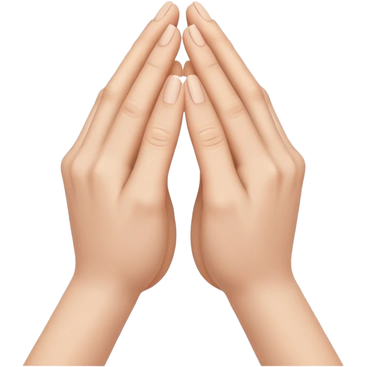 The output image should contain only one emoji.
The emoji should depict two hands gently pressed together in a prayer gesture, with the fingers interlocked tightly and creative way. emoji