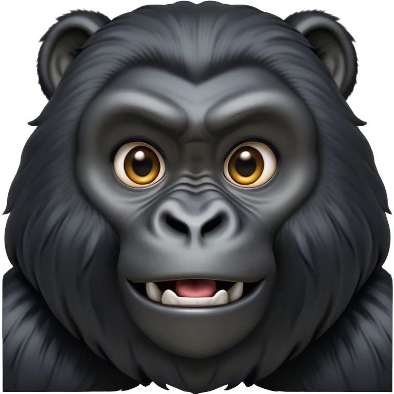 Cinematic Comical mountain Gorilla Portrait Emoji, Head tilted dramatically with an exaggeratedly shocked expression, featuring a stately black and grey mane and wide, comically expressive eyes full of humorous disbelief, Simplified yet hilariously expressive features, highly detailed, glowing with a slightly sassy jungle glow, high shine, dramatic yet playful, stylized with an air of quirky primate attitude, soft glowing outline, capturing the essence of a meme-worthy mountain that appears ready to side-eye its way into viral fame! emoji