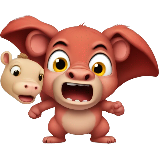 frightened squirrel over angry and red hippo emoji