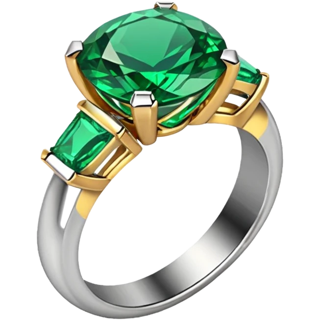 wedding ring with a emerald green stone emoji