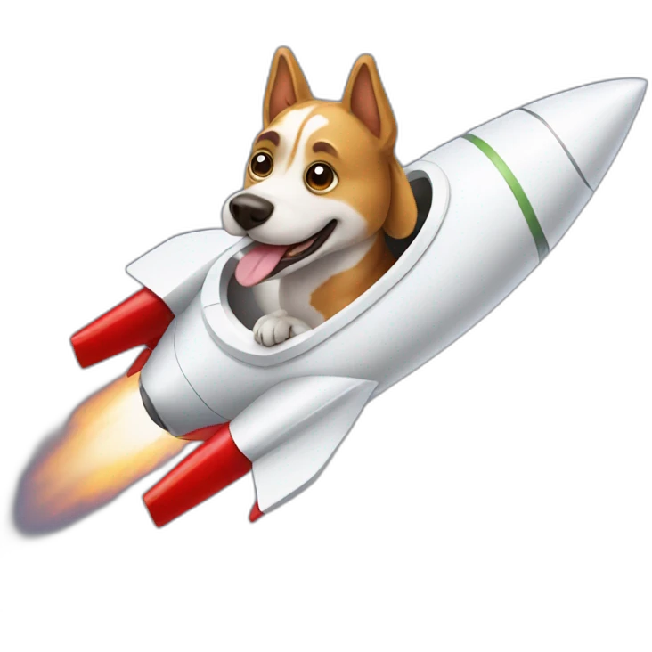 dog on Rocket ship emoji