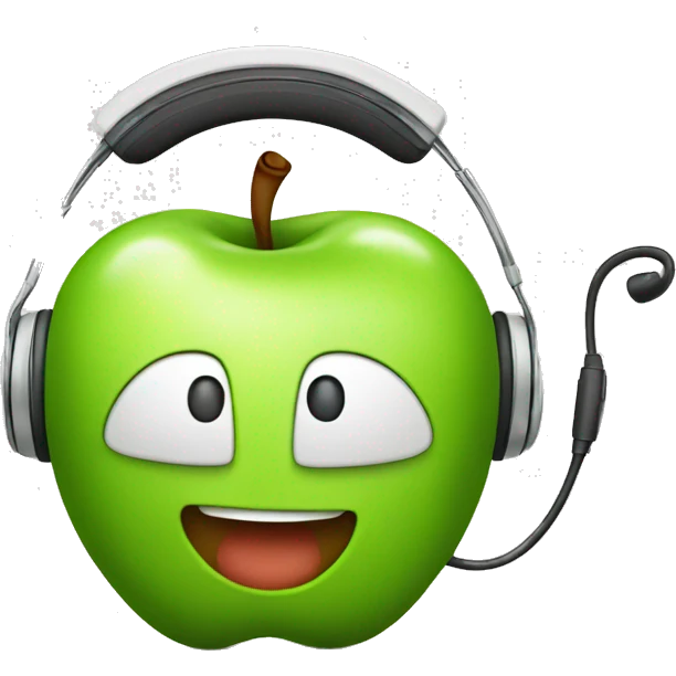 happy apple with earphones emoji
