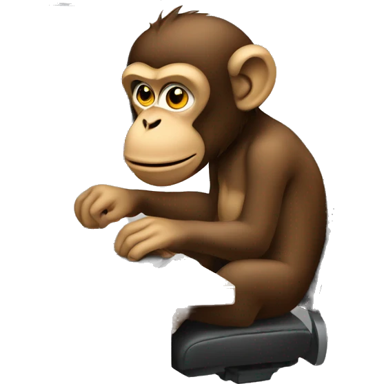 Monkey working behind a computer web design emoji