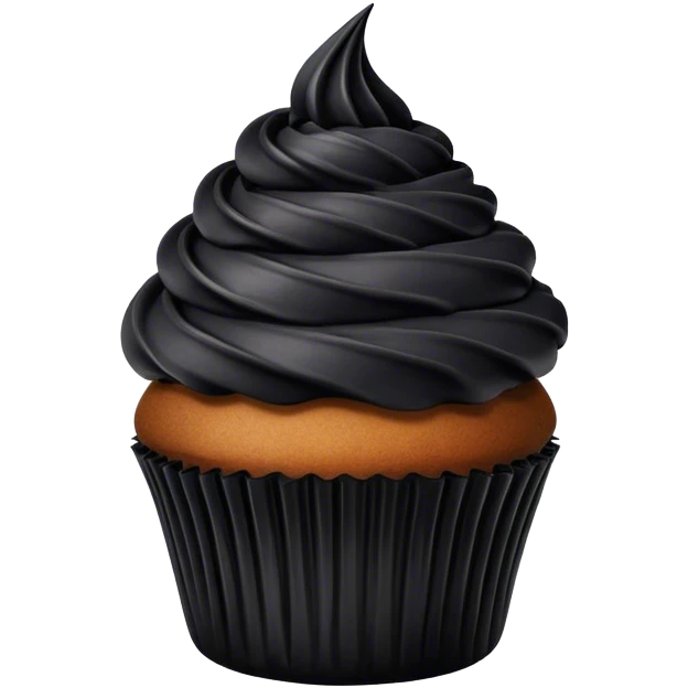 Classy gothic black cupcake with black frosting emoji