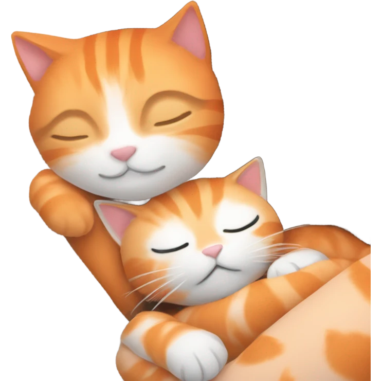 orange kitty sleeping on brunette white girl's lap emoji