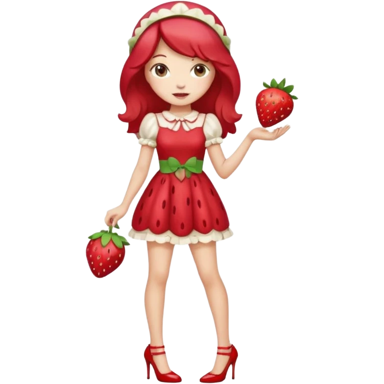 pretty and cute realistic modern day strawberry shortcake full body with high heels emoji