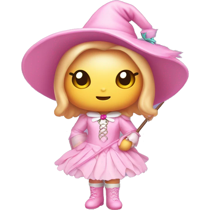 hello kitty in light pink witch costume  emoji