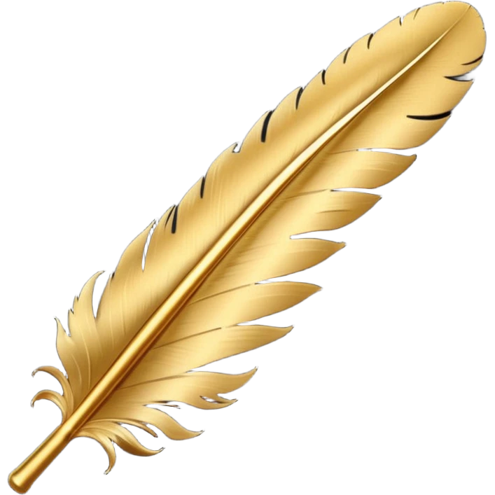 3D perspective writing premium golden ink feather emoji