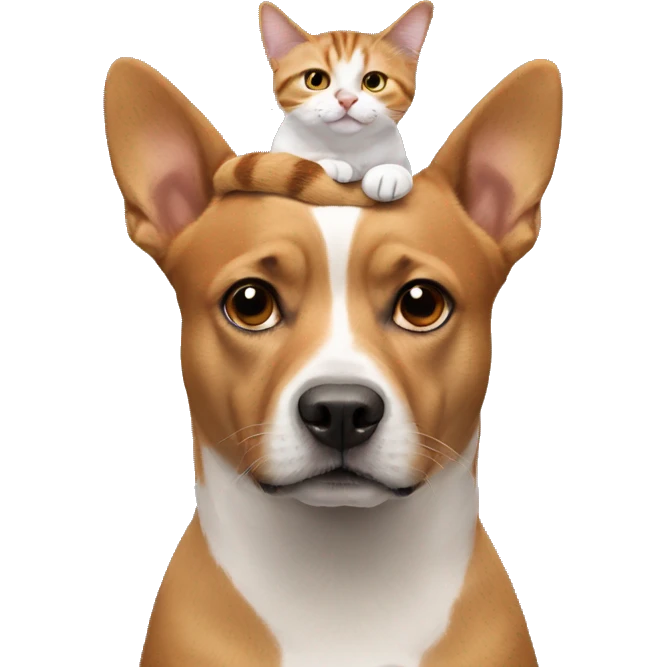 A dog with a cat on its head emoji