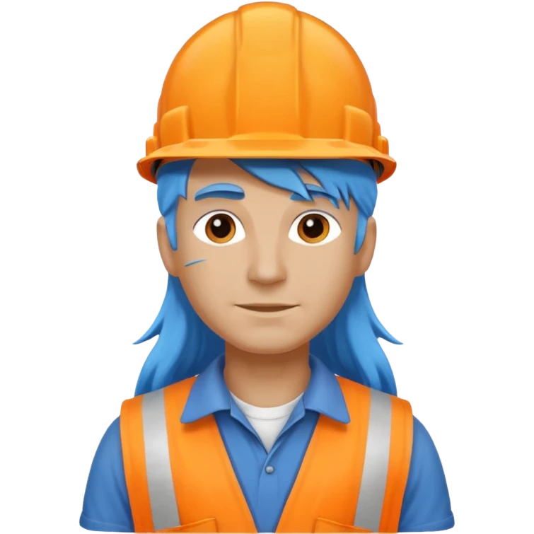construction worker with long blue hair emoji