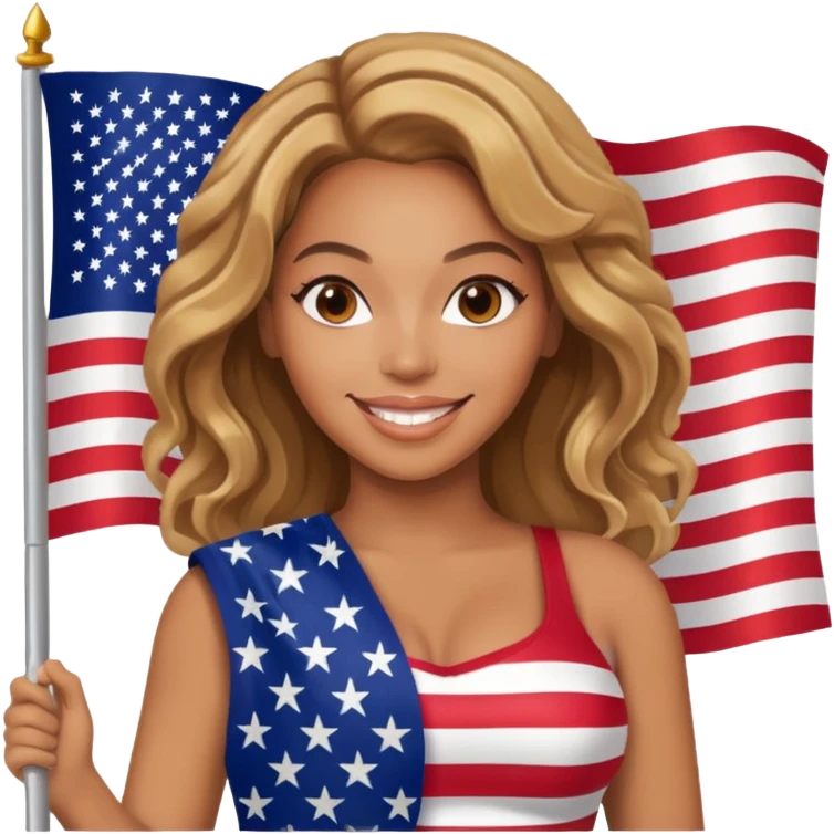 Beyonce with holding  american flag emoji